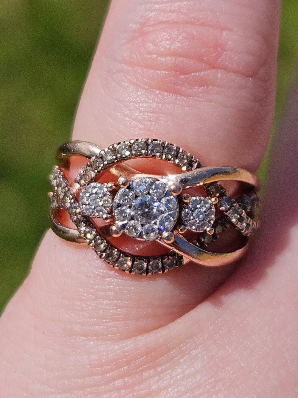 Levian Chocolatier 14K Rose Gold White and Chocolate Diamond Cocktail Ring 5.25